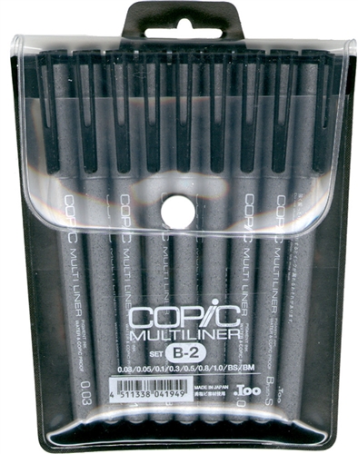 Copic Multiliner Inking Pens Set B-2 BLACK waterproof pigment ink drawing pens