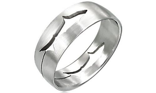 Fish Symbol Cut-Out Stainless Steel Ring-12