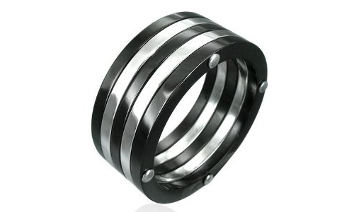 Multi-Ribbed Band Stainless Steel Ring-10