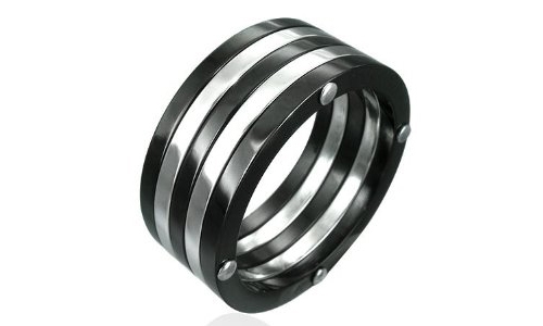 Multi-Ribbed Band Stainless Steel Ring-9