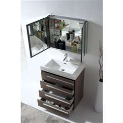 Fontana Modern Single Set Grey 30" Bathroom Sink with Mirror Medicine Cabinet