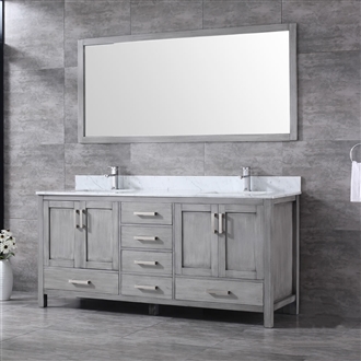 Custom Hotel Fontana Contemporary Grey Wood Double Set 72" Floor Standing Bathroom Sink