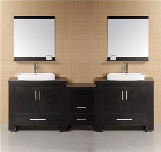 Fontana Element Double 96" Vanity Set Modern Bathroom Hotel Sink