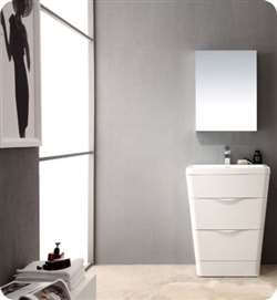 Fontana Single 26" Glossy White Hotel Vanity with Medicine Cabinet