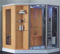 Hospitality SPA Huge wooden Steam & Shower Room Bath with Mirror Light