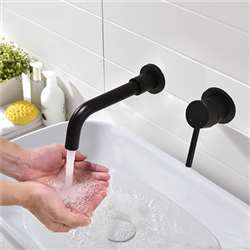 Geneva Matte Brass Wall Mounted Single Handle Bathroom Mixer Tap Basin Faucet Black