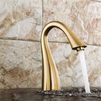 Commercial Brushed Gold Touchless Automatic Sensor Hands Free Faucet by Fontana