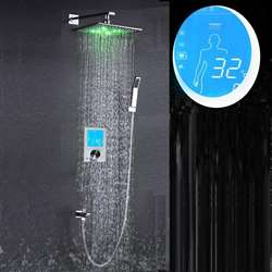20" and  24" Fontana ShowerHead Set with Concealed Digital Thermostatic Shower Temperature Display LED Hotel Shower Mixer
