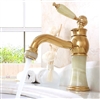 La Rochelle Hotel Luxury Gold-plate basin Faucet Single Jade Handle Centerset Mixer Tap