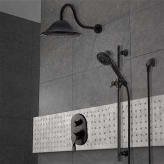 Bravat Wall Mounted Round Shower Set With Valve Mixer 3-Way Concealed In Oil Rubbed Bronze