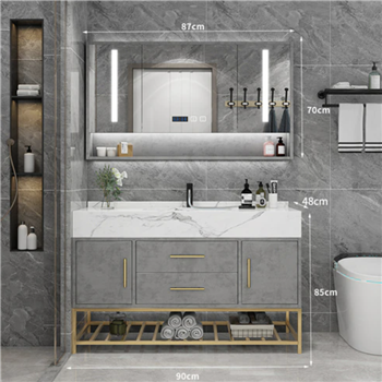 Fontana Luxury Bathroom Marble Sink Cabinet Mirror Vanity Floor Type Set