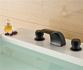 Reno Oil Rubbed Bronze Waterfall Deck Mount Sink Faucet