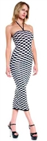 Checkered Sheer Gown w/ Spaggeti Strap Halter * P6D89