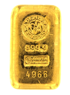 Argor S.A Chiasso 100 Grams Cast 24 Carat Gold Bullion Bar 999.9 Pure Gold