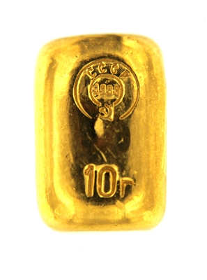 State Refineries - CCCP 10 Grams Cast 24 Carat Gold Bullion Bar 999.9 Pure Gold