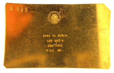 Casa De Moneda, Mexico 500 Grams 24 Carat Gold Bullion Bar 997.4 Pure Gold