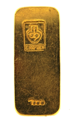 C. Hafner 100 Grams Cast 24 Carat Gold Bullion Bar 1000 Pure Gold