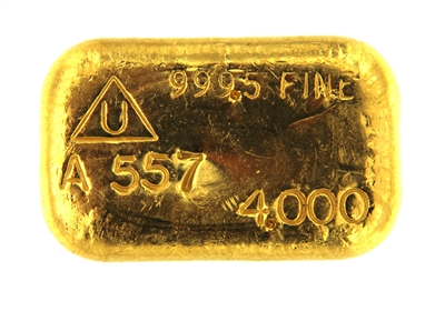 Delta Smelting & Refining Co. Ltd 4 Ounces Cast 24 Carat Gold Bullion Bar 999.5 Pure Gold