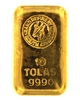 Rand Refinery 10 Tolas (116.6 Gr.) Cast 24 Carat Gold Bullion Bar 999.0 Pure Gold