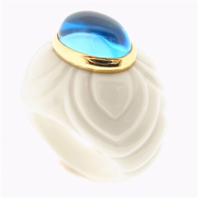 Bvlgari Chandra Blue Topaz Ring Yellow Gold