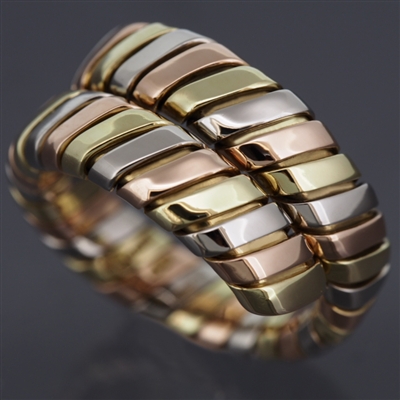 Bvlgari 18K 3 Gold Tubogas Snake RIng