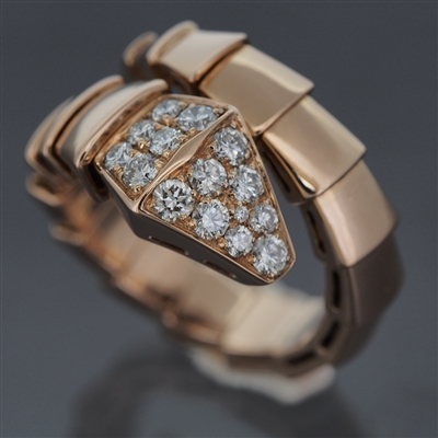 Bvlgari Serpenti Pave Diamonds Ring Rose Gold