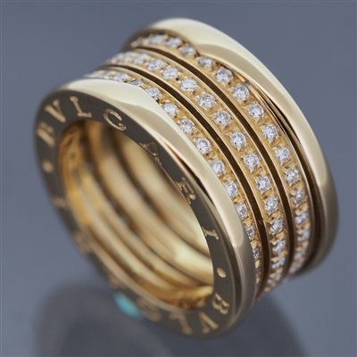 Bvlgari B Zero 4 Bands Diamonds Ring Yellow Gold