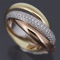 Cartier Trinity Ring With Pave Diamonds 3 Gold