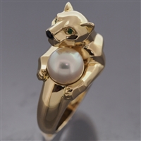 Cartier Panther Vedra Pearl Ring Yellow Gold