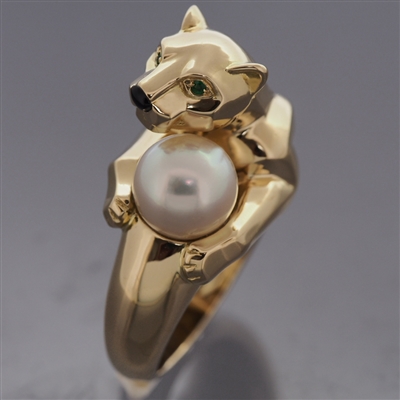 Cartier Panther Vedra Pearl Ring Yellow Gold