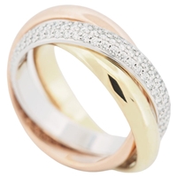 Cartier Trinity Ring With Pave Diamonds 3 Gold