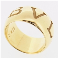 BVLGARI 18K YELLOW GOLD MONO LOGO RING SIZE 52 US 5.5 WITH BOX