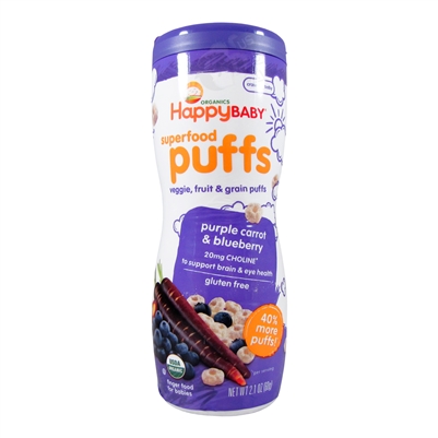 Superfood Puffs Purple Carrot & Blueberry 6 Pack - 2.1 oz (Happy Baby)