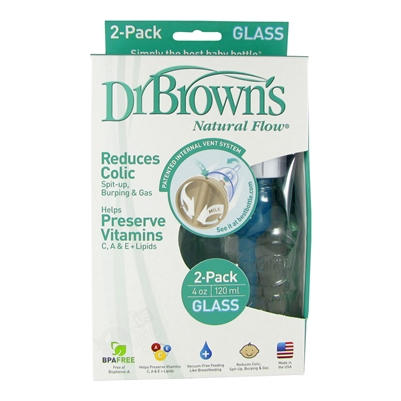 Natural Flow Glass Bottle - 4 oz. 2 pack (Dr. Brown's)