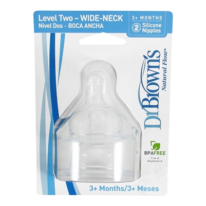 Level 2 Wide-Neck Nipples - 3+ Months (Dr. Brown's)