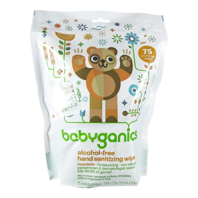 Alcohol-Free Hand Sanitizing Wipes Mandarin - 75 wipes (Babyganics)