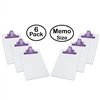 Clipboard White Memo Size A5 (9 1/8" x 6 3/8") Premium Metal Clip (Hardboard) (Purple Clip) (6 Pack), Acrimet