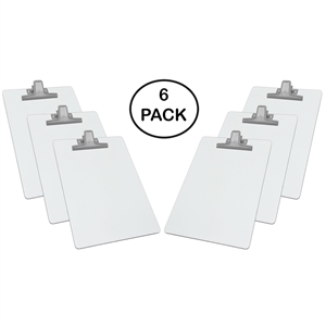 Clipboard White Letter Size A4 (13" X 9 1/16") Premium Metal Clip (Hardboard) (Silver Clip) (6 Pack), Acrimet