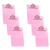 Acrimet Clipboard Memo Size 9 1/4" x 6 3/8" Premium Metal Clip (Plastic) (Clear Pink Color) (6 Pack)