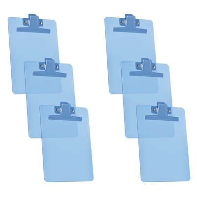 Clipboard Memo Size A5 (9 1/4" x 6 1/3") Premium Metal Clip (Plastic) (Blue Color) (6 Pack), Acrimet