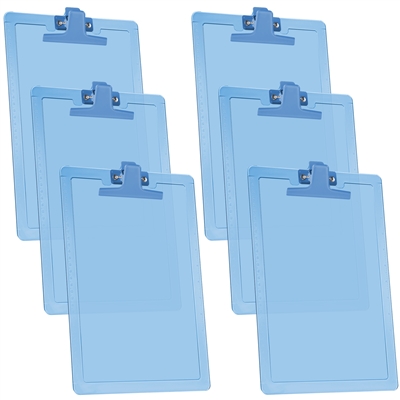 Acrimet Clipboard Letter Size A4 (13 3/8" x 9 7/16") Premium Metal Clip (Plastic) (Clear Blue Color) (6 Pack)