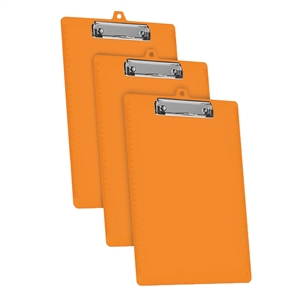 Acrimet Clipboard Letter Size Low Profile Clip (Orange Citrus Color) (3 - Pack) Code 134.1.L.C