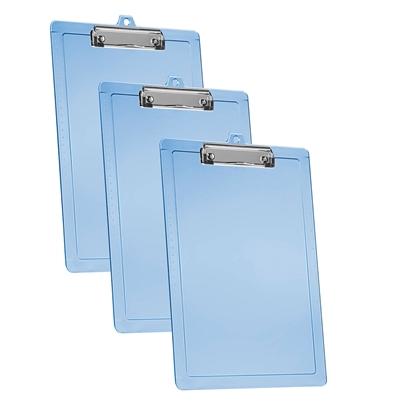 Acrimet Clipboard Letter Size Low Profile Clip (Plastic) (Blue Color) (3 Pack)