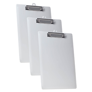 Acrimet Clipboard Letter Size Low Profile Clip (Plastic) (White Color) (3 Pack)