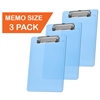 Clipboard Memo Size A5 (9 1/4" x 6 5/16") Low Profile Clip (Plastic) (Clear Blue Color) (3 Pack), Acrimet