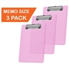 Clipboard Memo Size A5 (9 1/4" x 6 5/16") Low Profile Clip (Plastic) (Clear Pink Color) (3 Pack), Acrimet