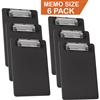 Acrimet Clipboard Memo Size 9 1/4" x 6 5/16" Low Profile Clip (Plastic) (Black Color) (6 Pack)