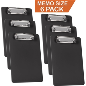 Acrimet Clipboard Memo Size 9 1/4" x 6 5/16" Low Profile Clip (Plastic) (Black Color) (6 Pack)