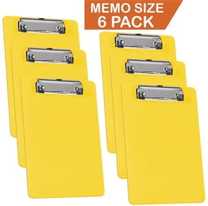 Acrimet Clipboard Memo Size A5 (9 1/4" x 6 5/16") Low Profile Clip (Plastic) (Solid Yellow Color) (6 Pack)