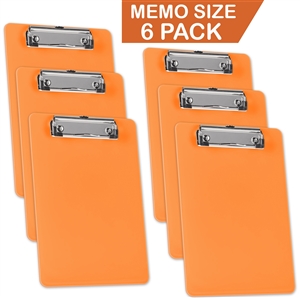 Acrimet Clipboard Memo Size 9 1/4" X 6 5/16" Low Profile Clip (Orange Citrus Color) (Pack - 6) Code 137C.LC